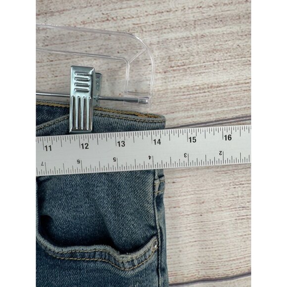 Free People Baby Bootcut Triangle Patch Jeans Women's Size 27 Blue Medium Wash - Picture 10 of 12